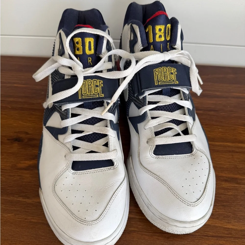 Nike Air Force 180 High Top Sneakers White Navy Red Size 13 Men Retro - Picture 5 of 8